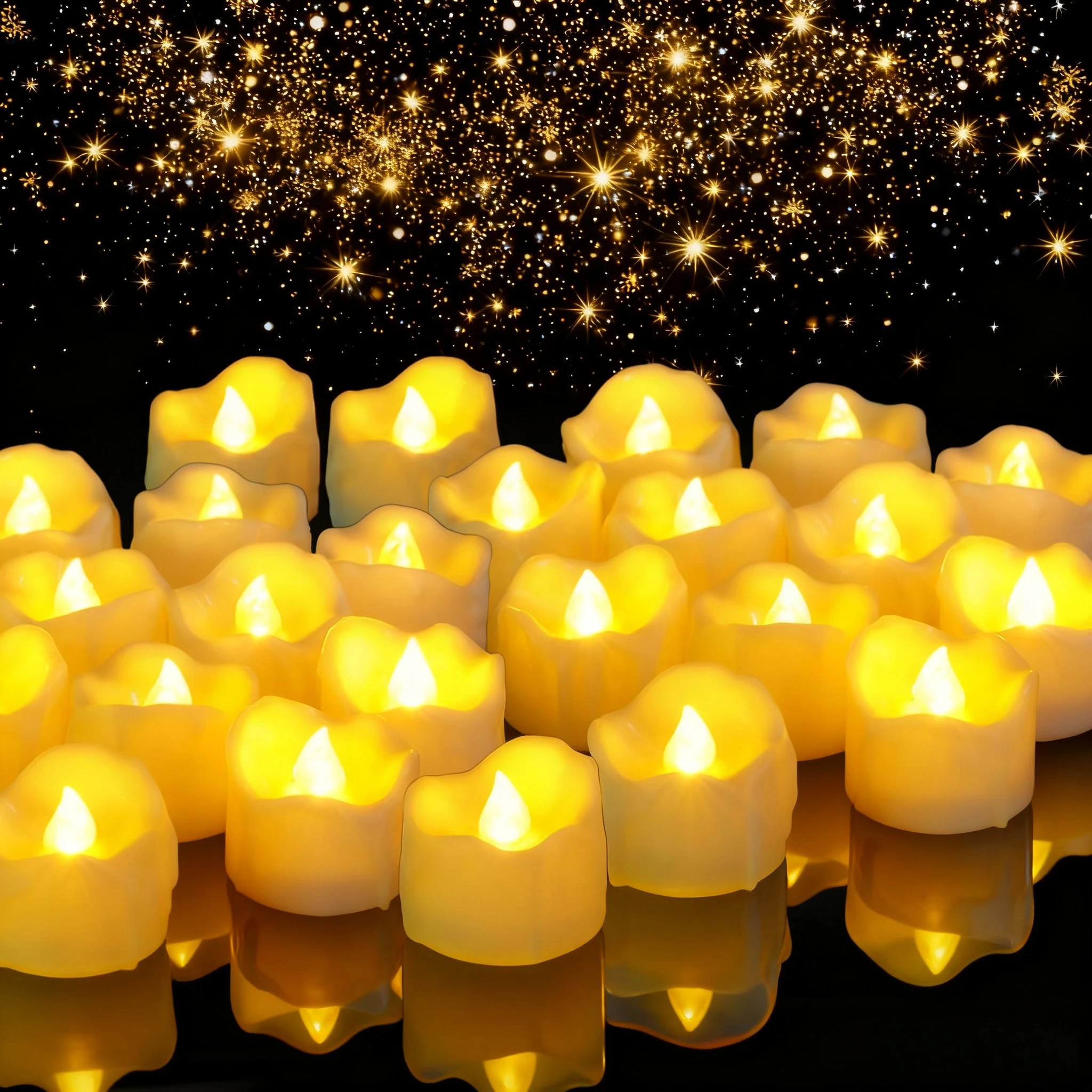 

Светодиодные чайные свечи на батарейках, беспламенные мерцающие электрические капельные восковые свечи для декора на Рождество и Хэллоуин