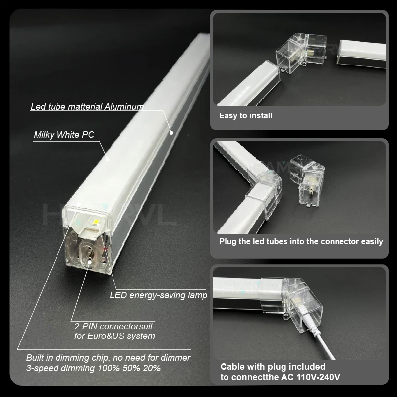 밝기 조절 가능한 육각형 LED 조명 (차고, 상점, 이발소, 체육관, 바, 자동차 전시장, 4S 정비소 천장 조명, 허니콤 튜브)