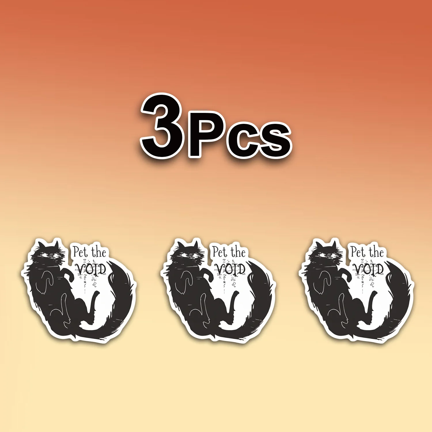 Funny Black Cat Void Glitch Vinyl Decal, Weirdcore Gothic Kitty For Laptop,Water Bottle,Phone Case,Emo Journal Gift - view 3