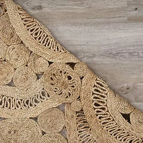 Naturlig flätad jute rund matta handgjord inomhusmatta mjuk bohemisk geometrisk design heminredning matsal sovrum vardagsrum 12 best sales boho matta - №7