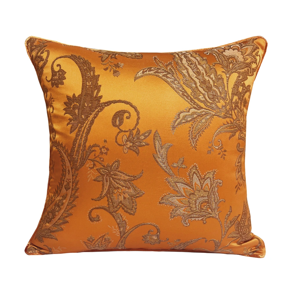 Classic Paisley Jacquard Wovne Pillow Case Orange Soft Washable Home Decorative Luxury Sofa Cushion Cover 1 Piece Pack