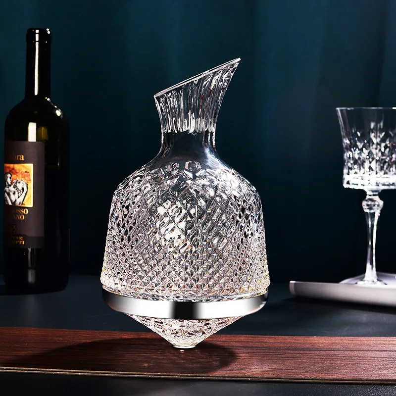 Online celebrity crystal glass rotary decanter fast wine tumbler gyro spirits to wake up the bottle. water with time marker