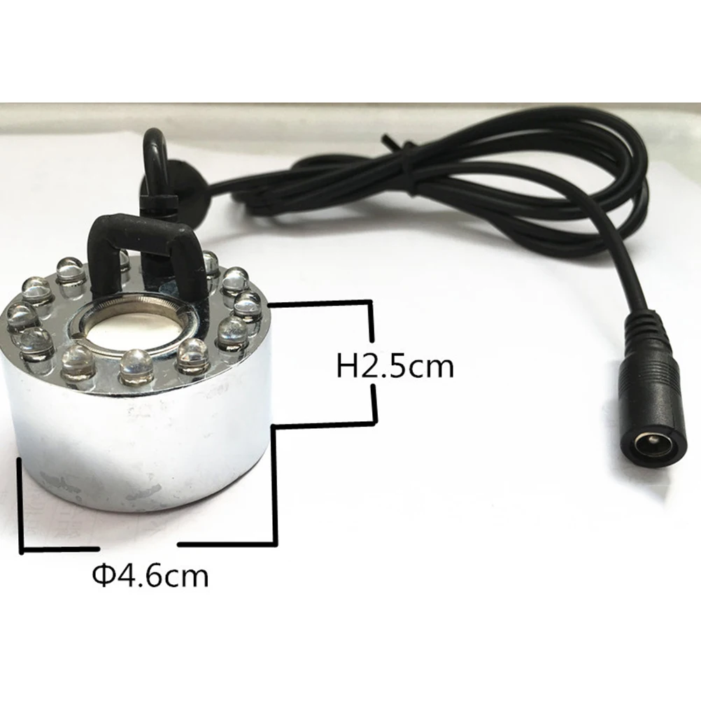 

12-LED Color Changing Mist Maker Fog Water Fountain Pond Black for Indoor Outdoor Fountains Fish Rockery Office