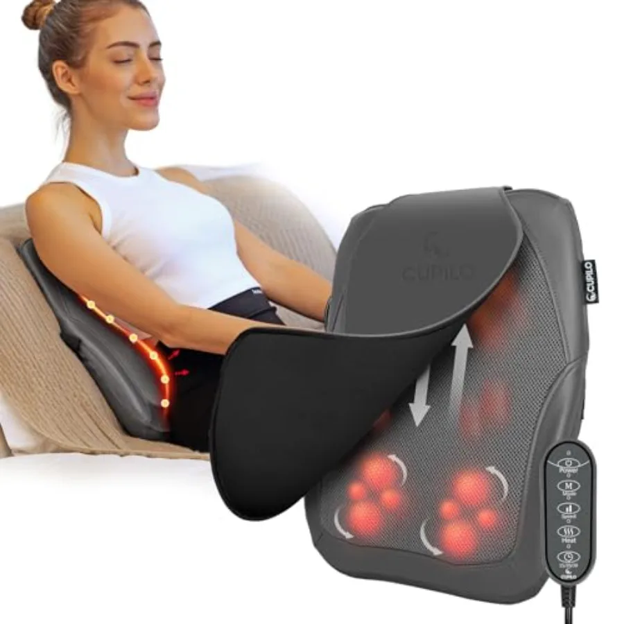 

FSA Eligible HSA Back Massager for Deep Tissue Pain Relief 4D Kneading and Rolling Up and Down Shiatsu Lower Back Massager with