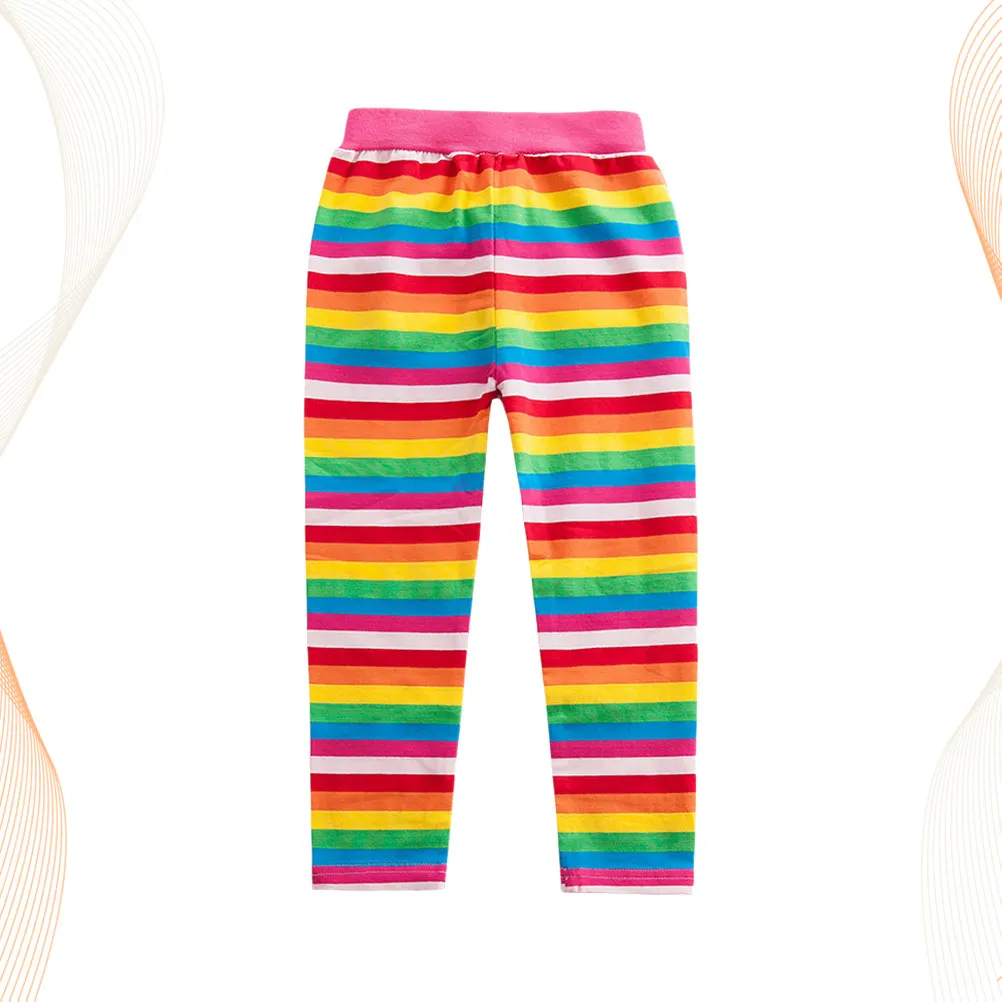 Girls Rainbow Leggings Premium Cotton Stretchy Smooth Tight Pants Comfortable Spring Fall Wear Ideal with Dresses Skirts