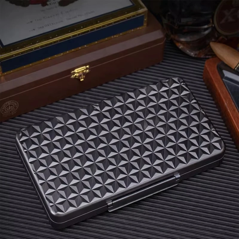 

Portable Aluminum Cigar Humidor Case for 5 Cigars, Ultra Thin 3cm Sealed Waterproof Travel Cigar Box