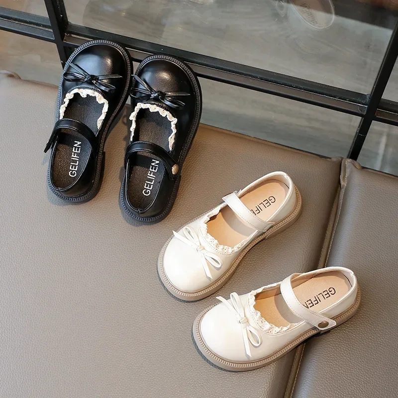 

Princess Spring Autumn Shoes Lace Ruffles Appealing Girls Student School Mary Janes Children Loafer Flats