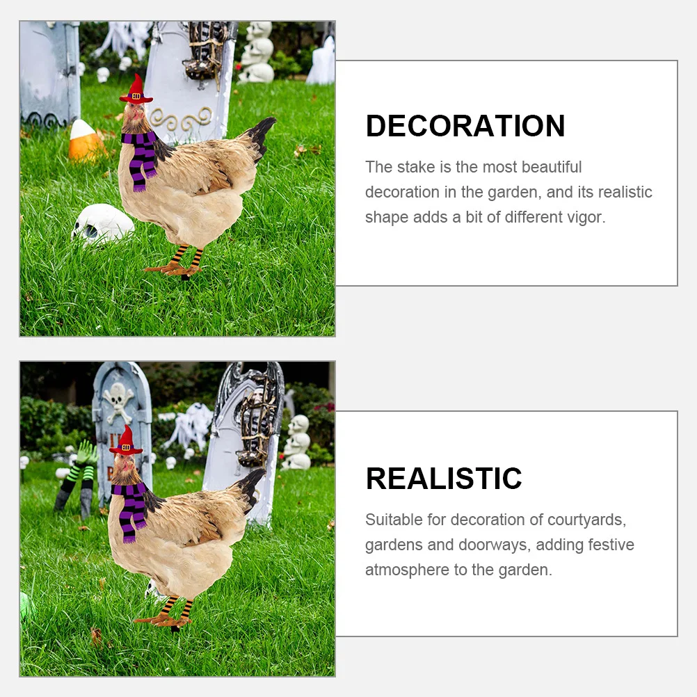 

2pcs Garden Chicken Stake Yard Decor Outdoor Lawn Ornament For Patio Courtyard Park Decoration Halloween Decor