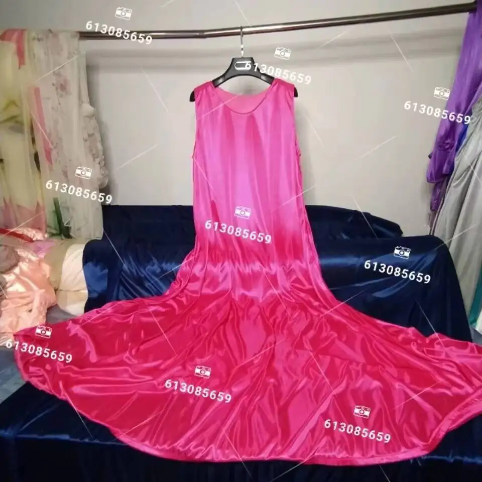 

Glossy Women Satin Silk Loose Tank Maxi Dress Sleeveless Plus Size Elegant Sleeping Robe