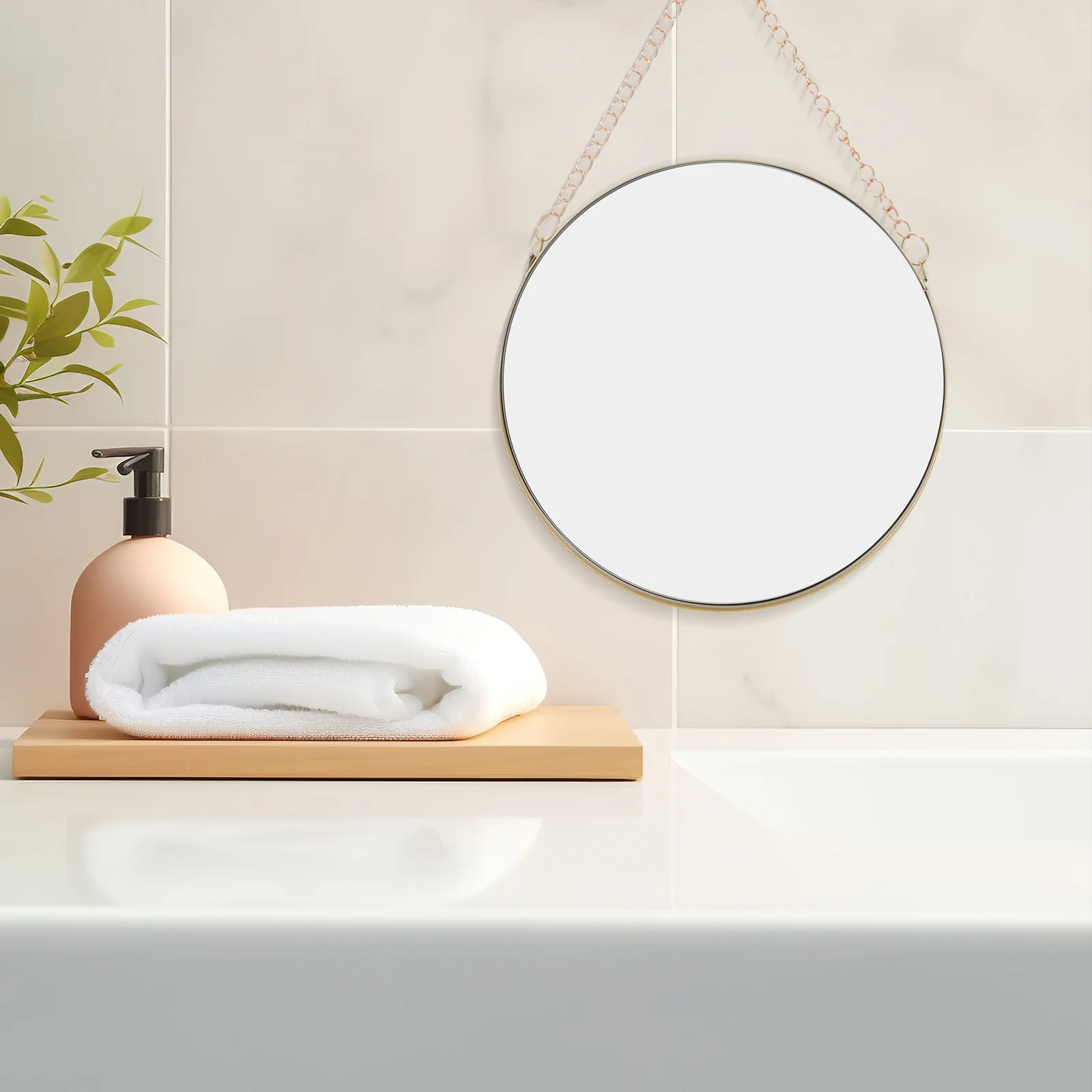 

1Pcs Makeup Mirror Wall Mounted Nordic Design Golden Finish Hanging Mirror for Bathroom Porch Salon High Definition Reflective