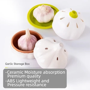 Joie Garlic storage box moisture proof anti-molde ceramic ventilation storage bottle ginger storage box organizer 10 Main Sales Garlic door - №5