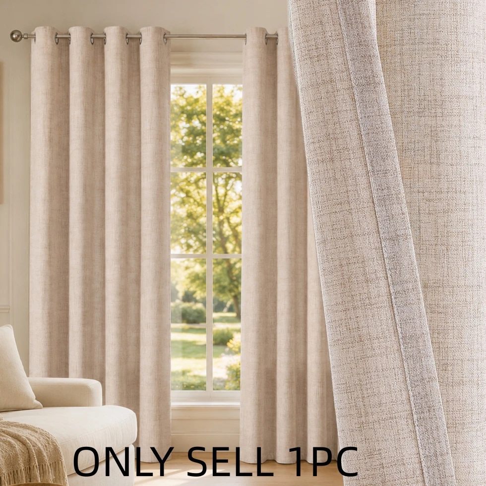 Linen Curtain Eyelet - ستائر تعتيم من الكتان الصناعي بلون