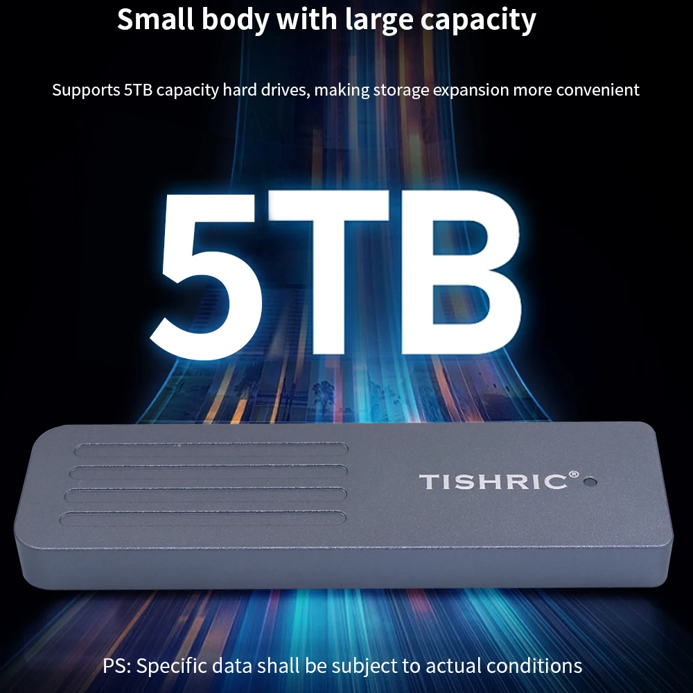 TISHRIC M.2 NVME SSD Enclosure Protocol M2 to USBC Mobile Hard Disk Box compatible With 2230/2242/2260/2280 M.2 SSD Solid State