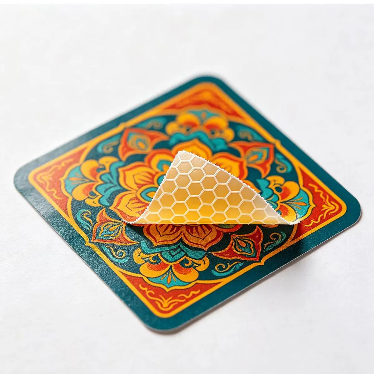 Custom Offset Honeycomb Box Label Gloss Film Die Cut Round Oval Irregular Rounded Corner Self Adhesive Sticker
