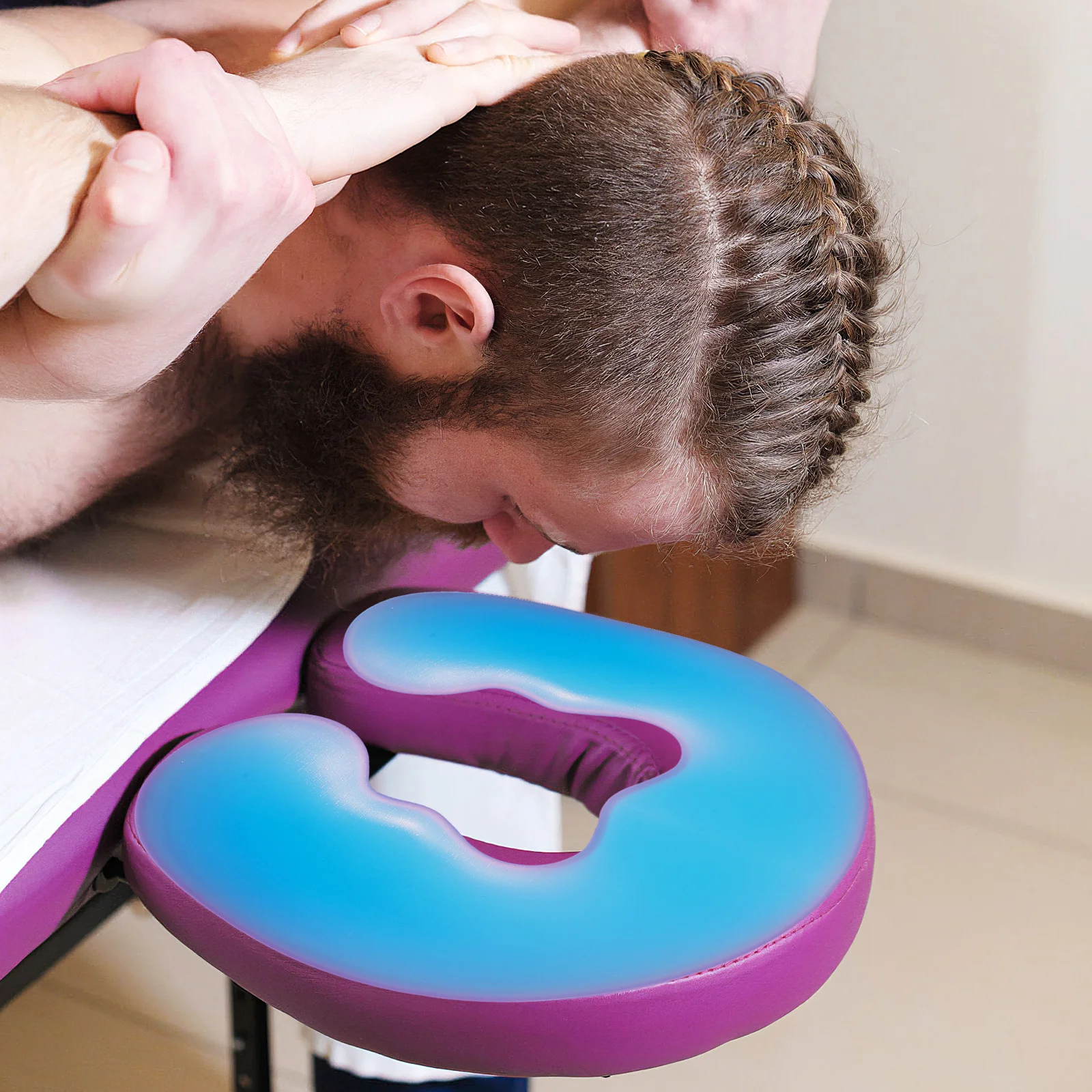 

1pc U-Shaped Silicone Face Pillow Design Cooling Sensation For Spa Beauty Salon Massage Cushion Anti-Dust Mite