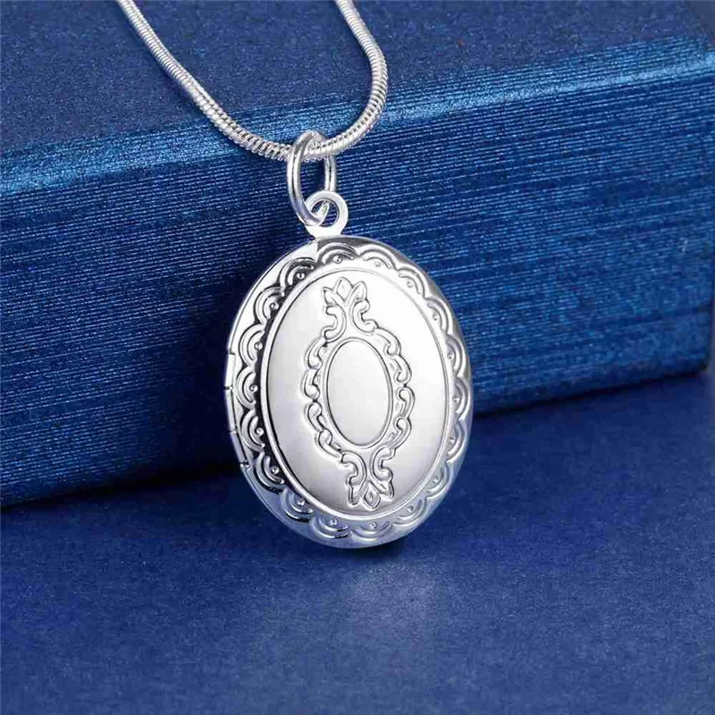 

Fine 925 Sterling Silver Charms Photo Frame Pendant Necklace for Women Christmas Gifts Fashion Party Wedding Noble Jewelry