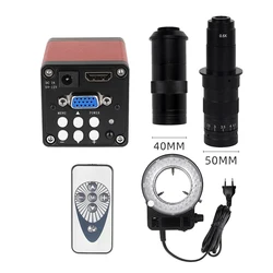 VGA HDMI 13MP Microscope Video Camera Set Monocular+130/180x Adjustable Lens + 56 LED Light Suit Pcb For Repair Phone Solder