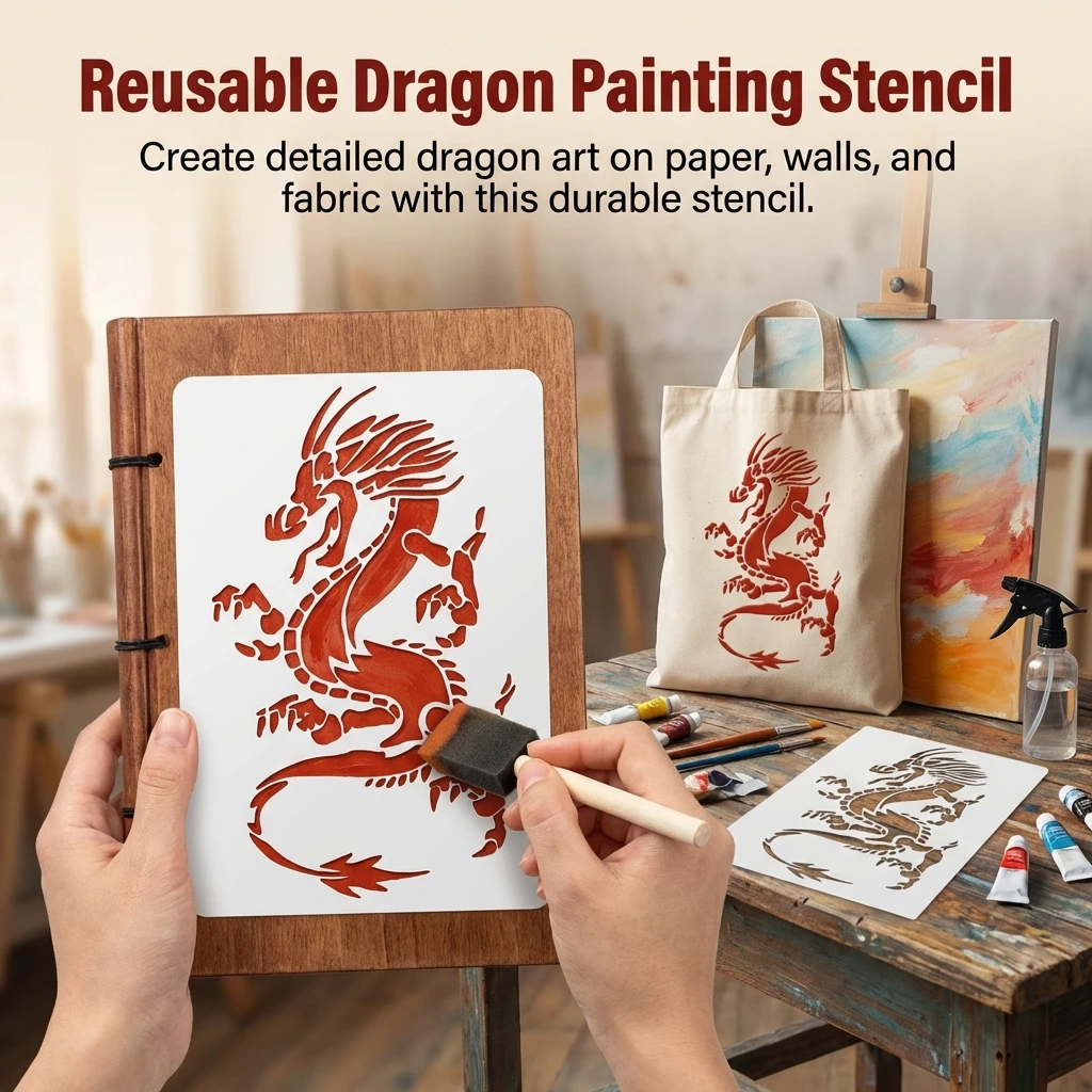 Animal Pattern Stencil for Drawing and Spray Painting Durable Eco-Friendly Plastic Template with Tiger Lion Designs