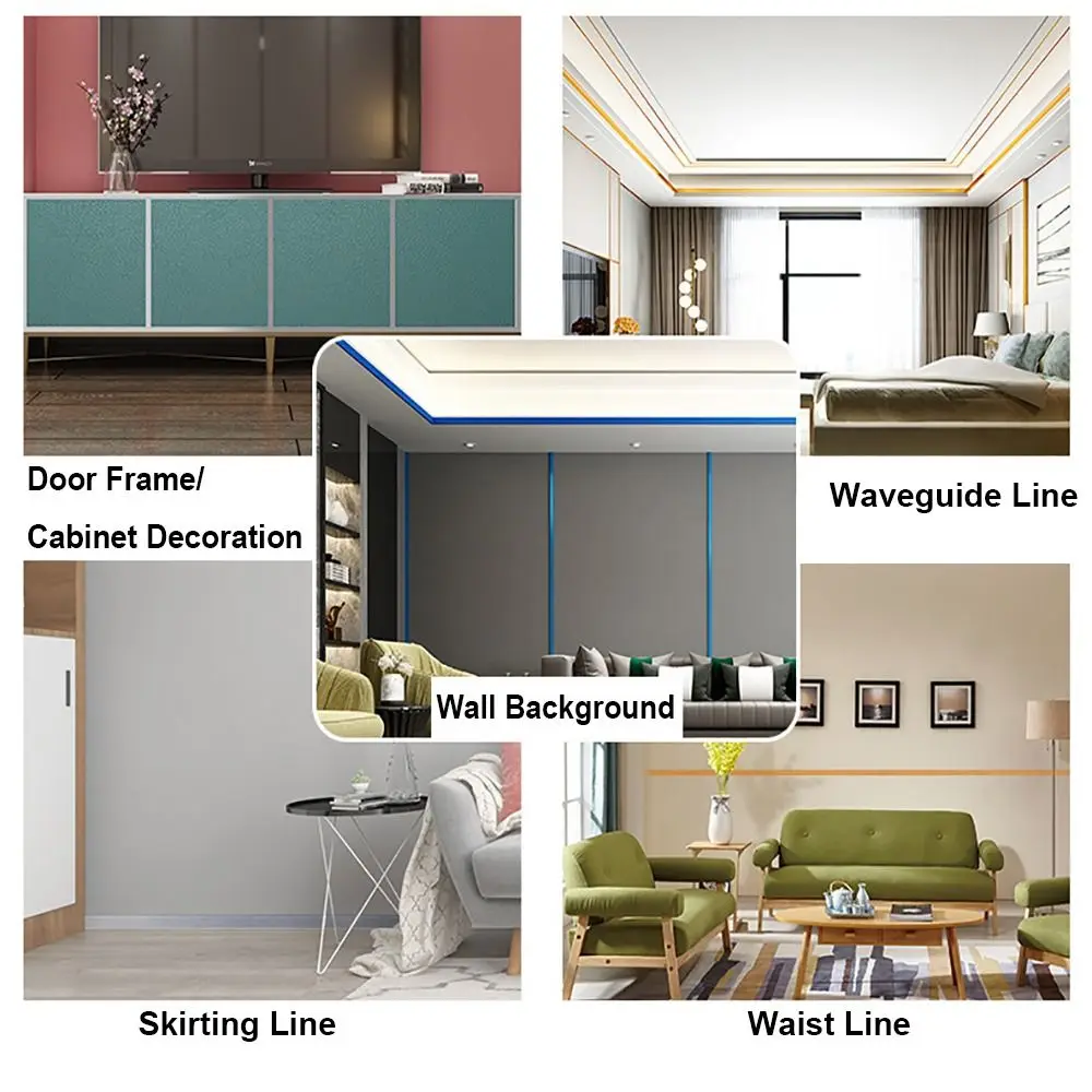 10M/Roll Brushed Windowsill Waist Line Wallpaper Door Frame Self-adhesive Wall Border Sticker Home Decor PVC Waveguide Line
