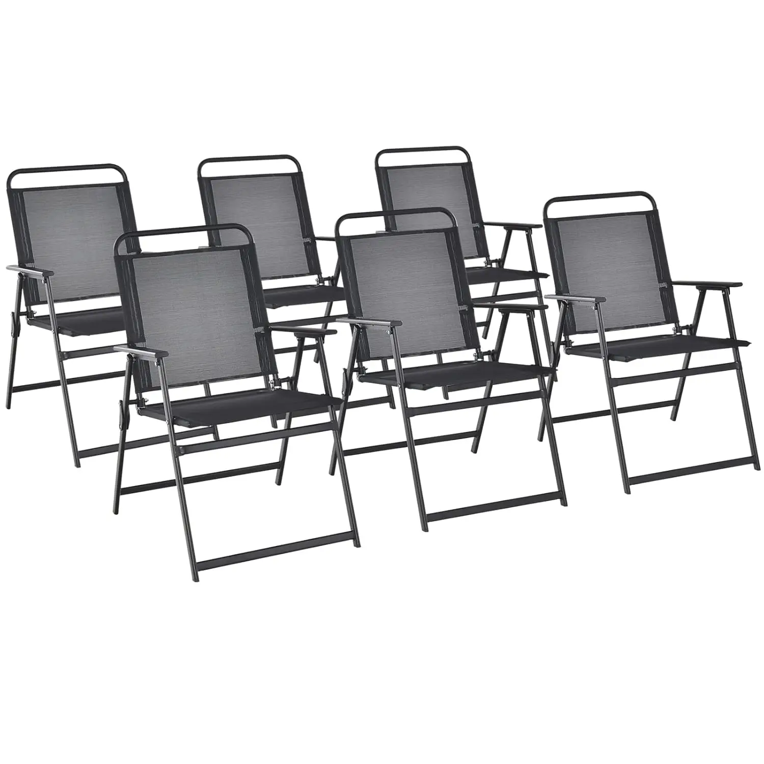 

Outdoor Folding Chairs Set of 6, Patio Dining Chairs with Breathable Seat & Cozy Armrests, Heavy-Duty Metal Frame,, Customized