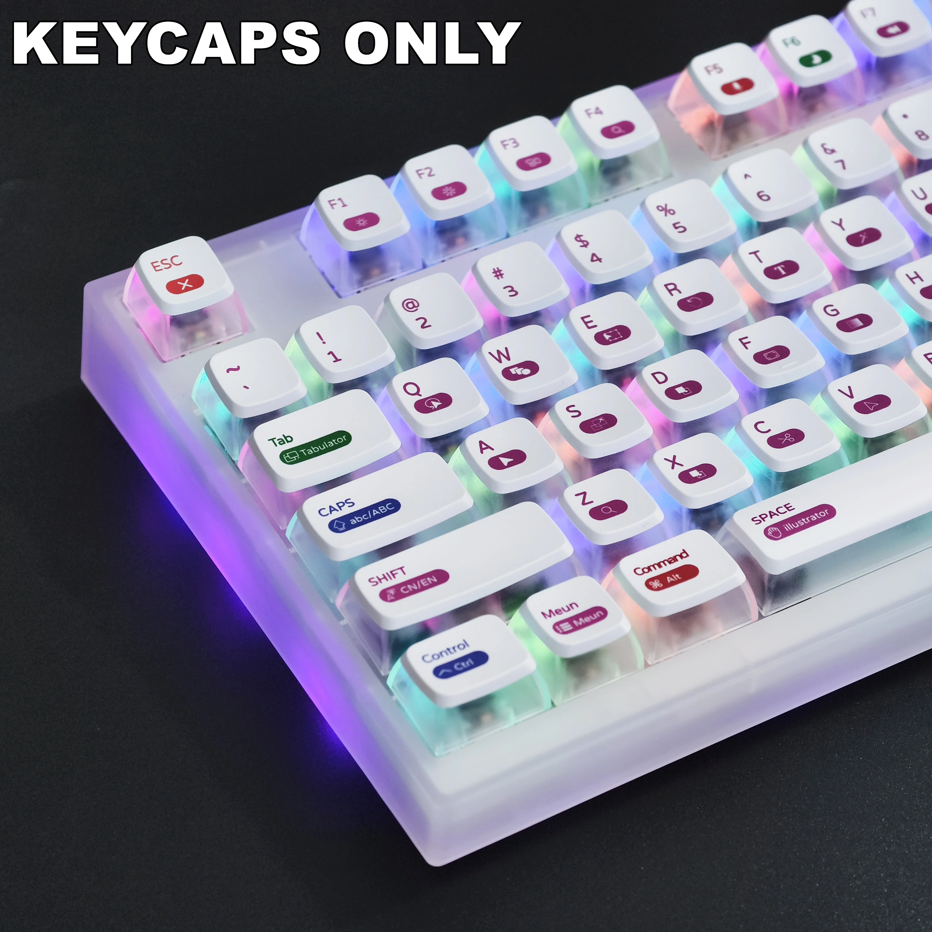 

127 Keys Designer PBT+PC Keycaps CSBA Profile Dye-Sublimated Legends Keycap Set for Mx Cherry Switch Mechanical Keyboard Kit