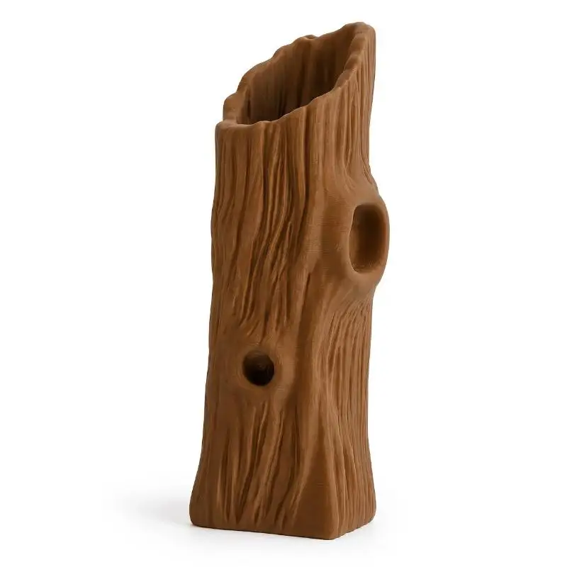 Natural Style Tree Hole Shape Flower Vase 3D Printed Rustic Style Plant Pot Artificial Driftwood Desktop Decor Planter Tea Room
