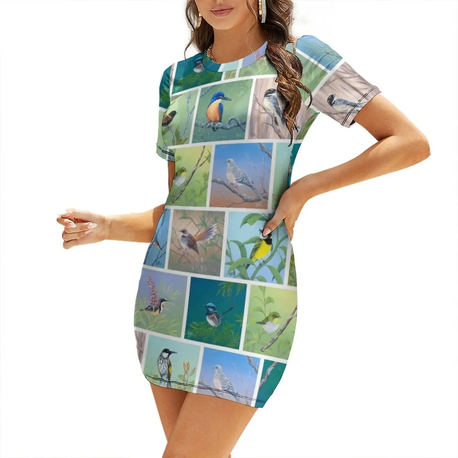 

Tiny Feathered Treasures Short-Sleeved Dress women evening dress wedding guest dress 2026 women's clothing trend 2026