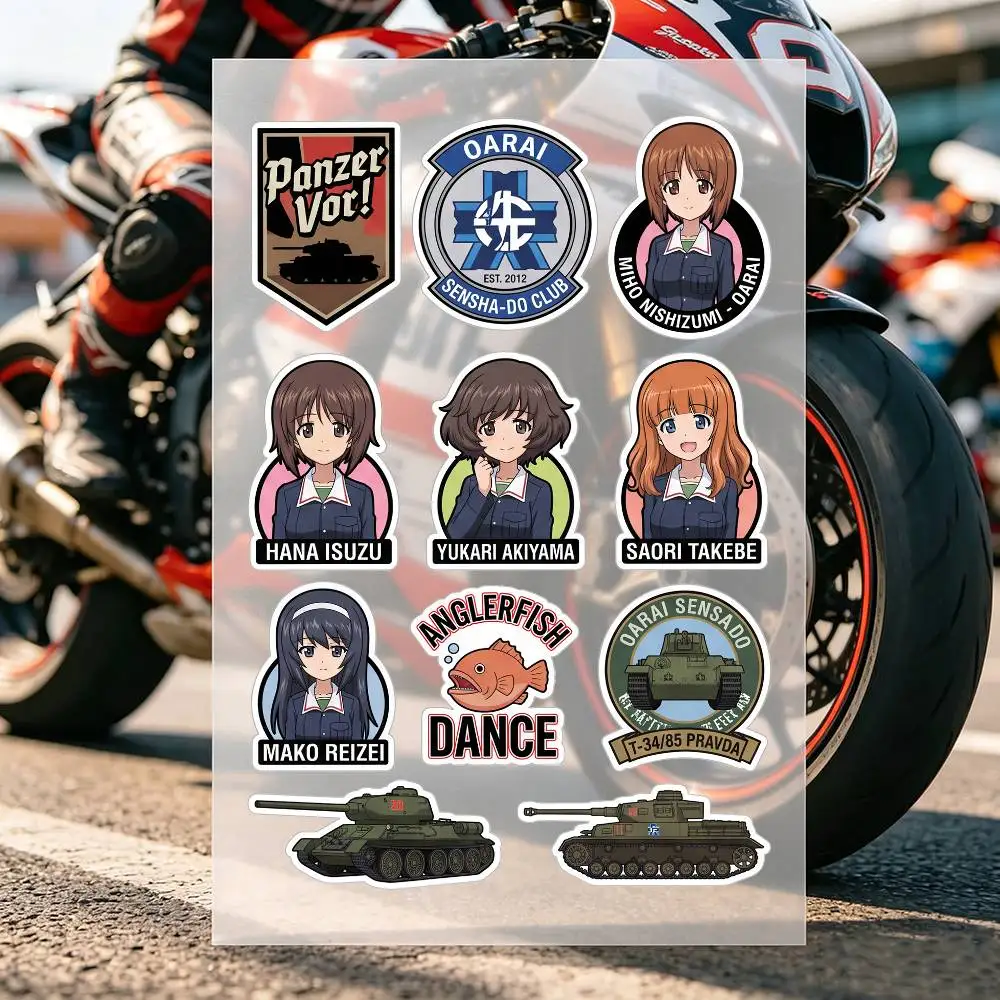 Anime Girls Und Panzer Motorcycle Stickers Car Body Vinyl Stickers Laptop Wall Decals Car Modification Accessories view 3