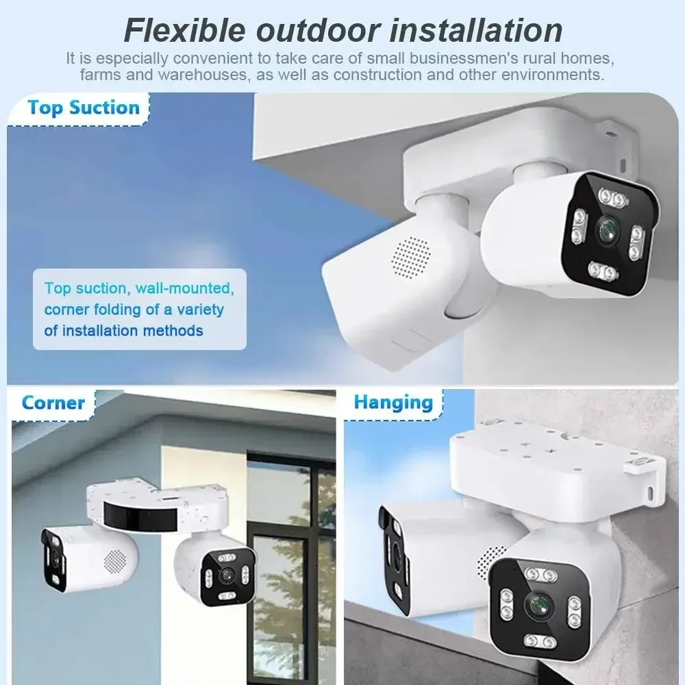 AIOOK ICAM365 أربعة عدسة واي فاي كاميرا HD 20mp 10X التكبير في الهواء الطلق كاميرا IP تتبع المحمول للرؤية الليلية كاميرا متحركة اتجاهين الاتصال الداخلي