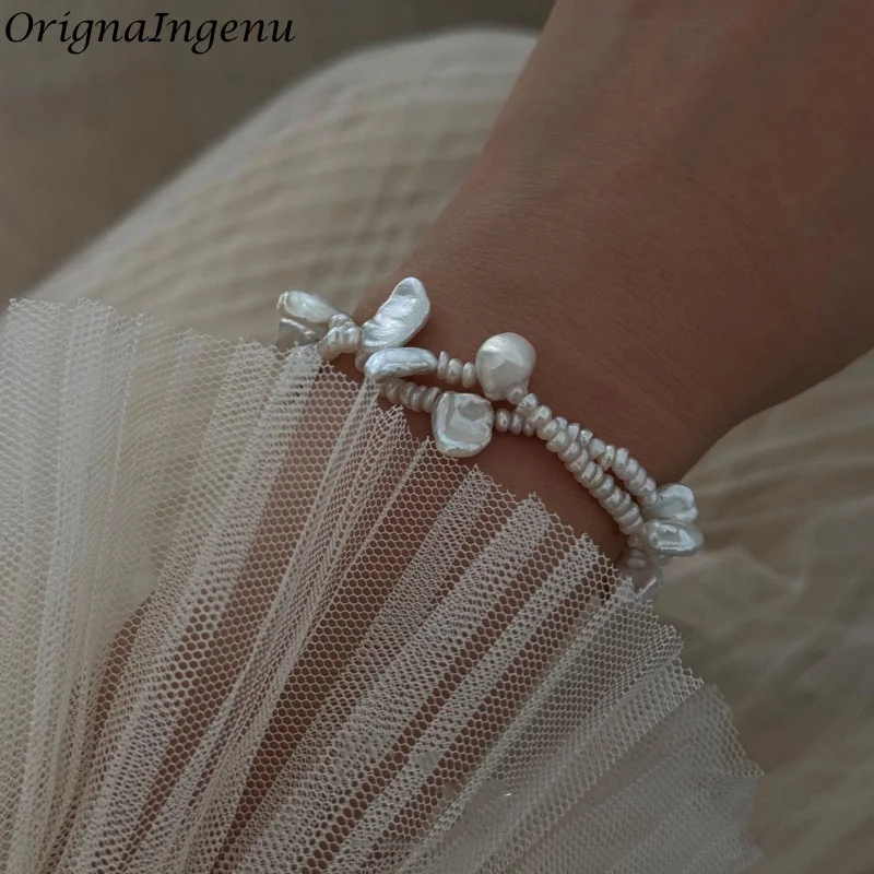 

14-каратное золото, натуральный органический жемчуг в стиле барокко, браслет-цепочка ручной работы, устойчивые к потускнению ювелирные изделия для женщин, свадебный подарок