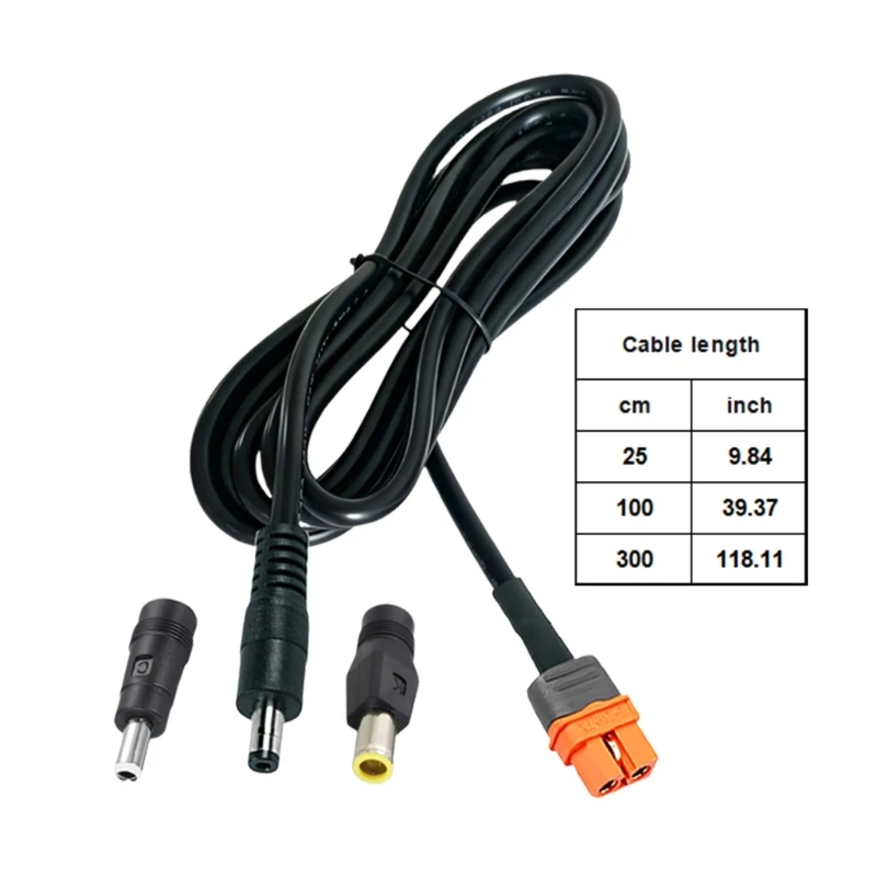 R2LF Solar Use XT60i to DC5521 Power Cable with DC5525 and DC7909 Add-On Set, 15AWG Cord for Daily Charging Tasks
