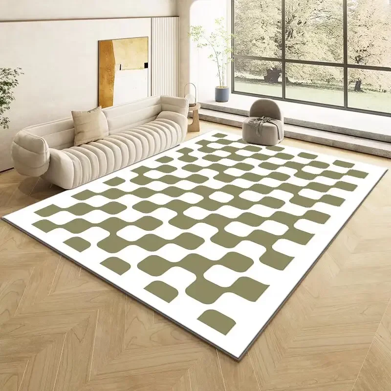 Mode Retro Dambord Tapijt Woonkamer Slaapkamer Decoratie Nachtkastje Antislip Zachte Mat Thuis Wasbare Pluche Tapijten Aanpasbaar - afbeelding 1