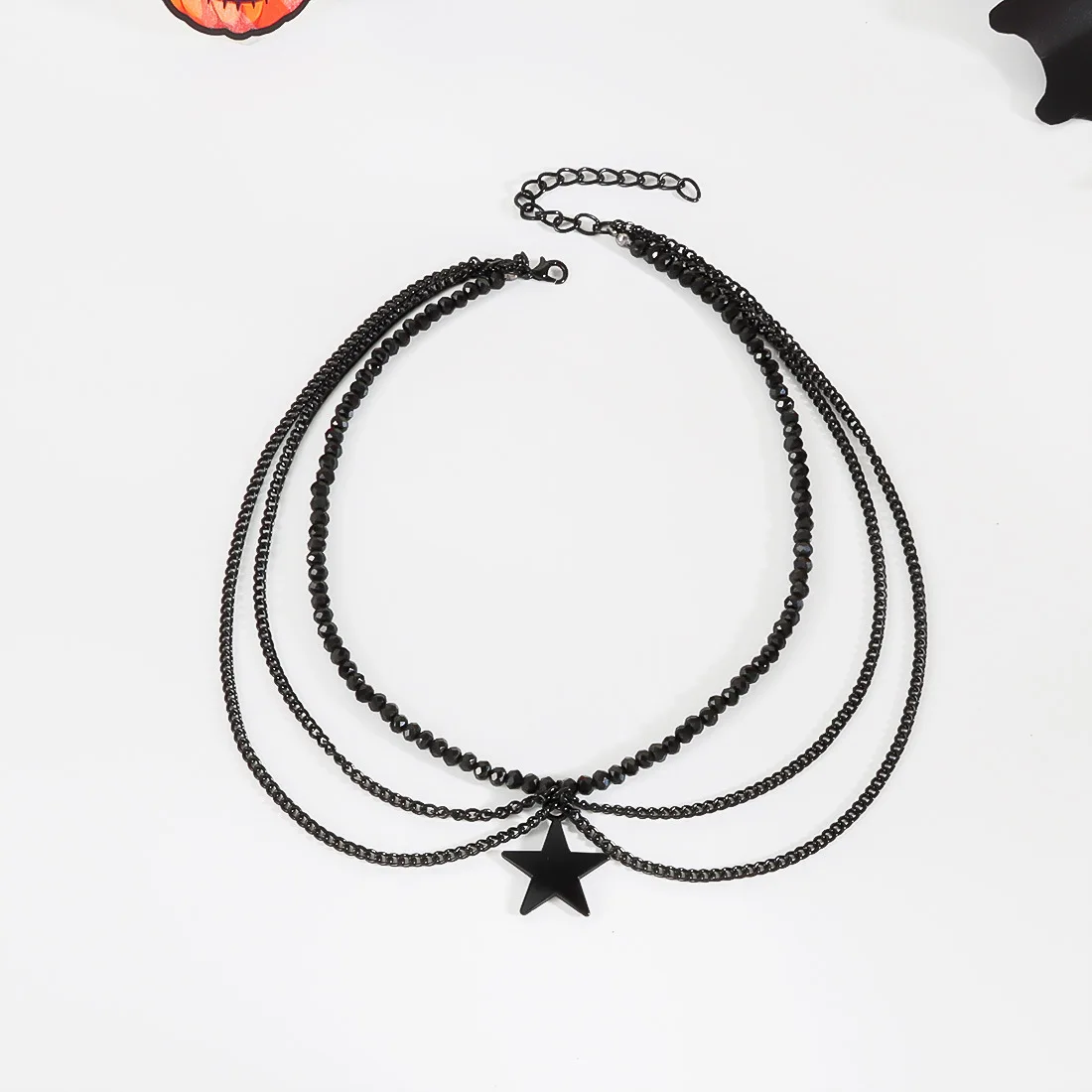 DIY accessories European and American fashion temperament dark beaded collarbone chain multi-layer fringed five-pointed star nec