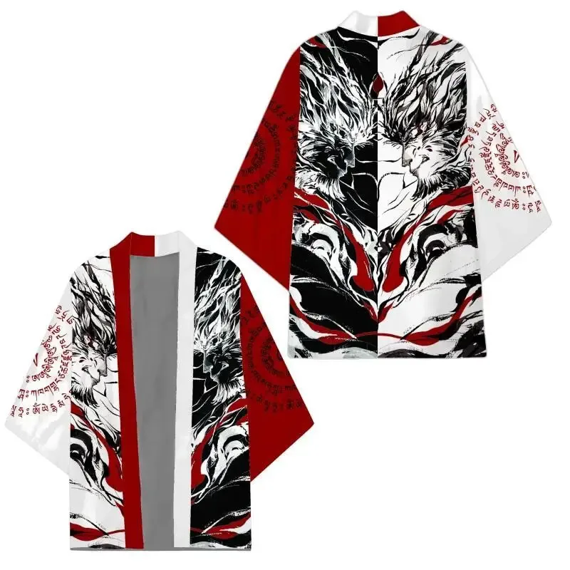 

Mens Vintage Japanese Kimono Coat Super Loose Fit Black Myth WuKong Cosplay Costume Traditional Asian Yukata Haori Cardigan Tops