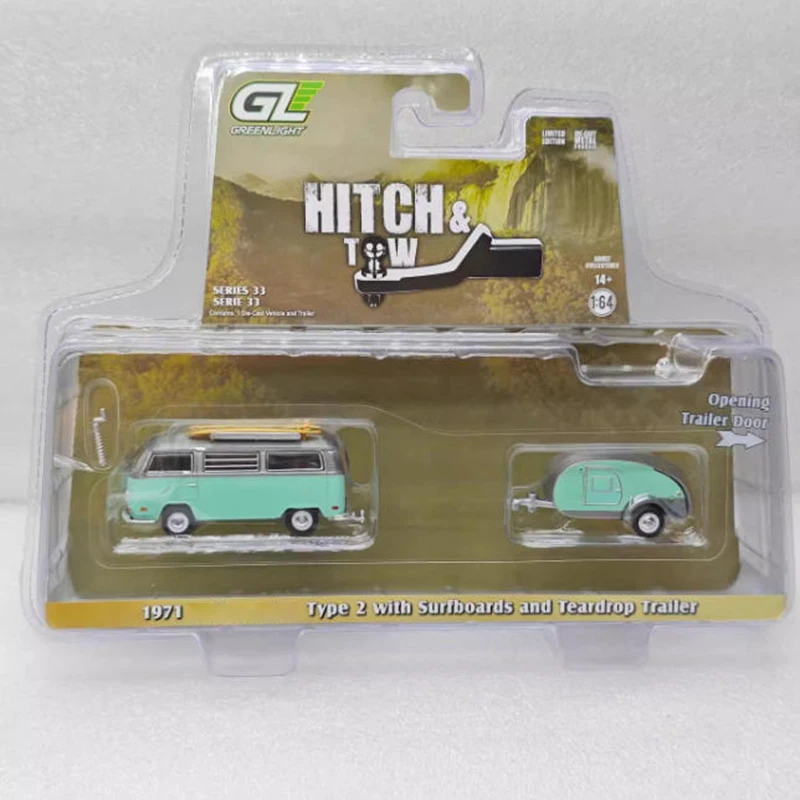 

Greenlight 1: 64 1971, доски для серфинга T2 и прицепа-капля, издание для лака, модель автомобиля из сплава, игрушка, подарочная коллекция, витрина, сувенир