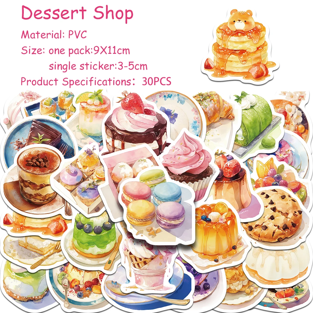30 قطعة متجر الحلوى كعكة الخبز ملصق حزمة الشارات للهاتف المحمول الثلاجة خوذة الغيتار DIY بها بنفسك ملصقات الكرتون الجمالية #2