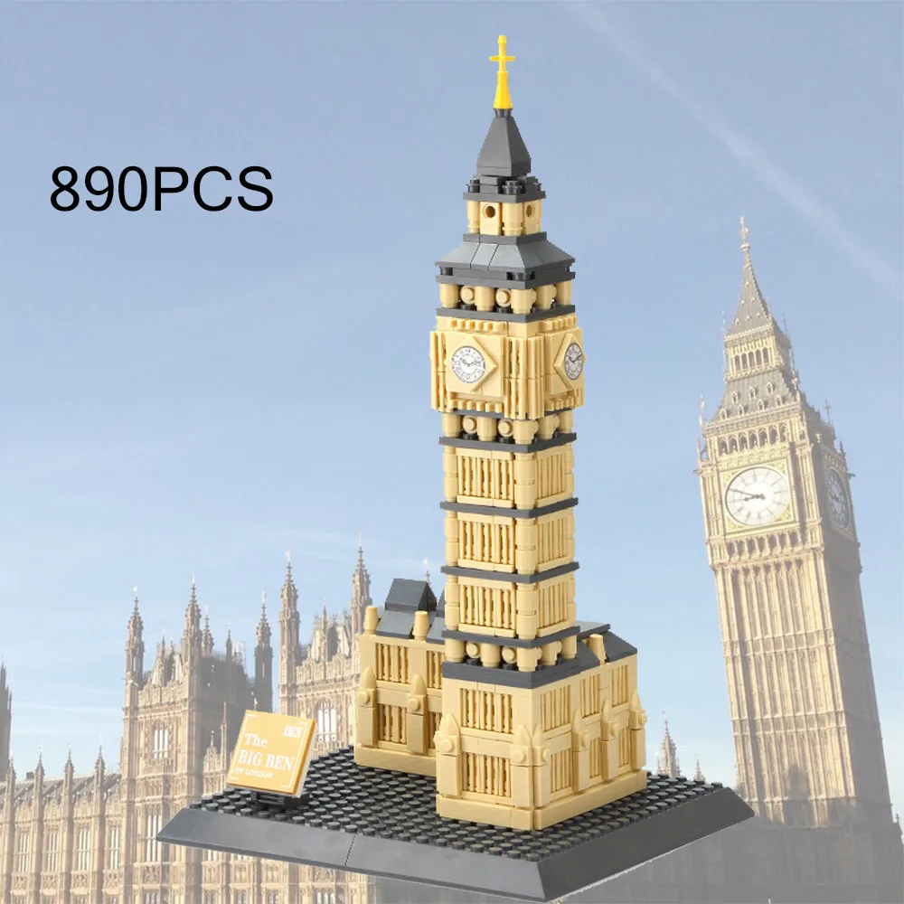 

Construction World Famous Architecture England London Elizabeth Clock Tower Building Block Big Ben Construction Model Brick Toy