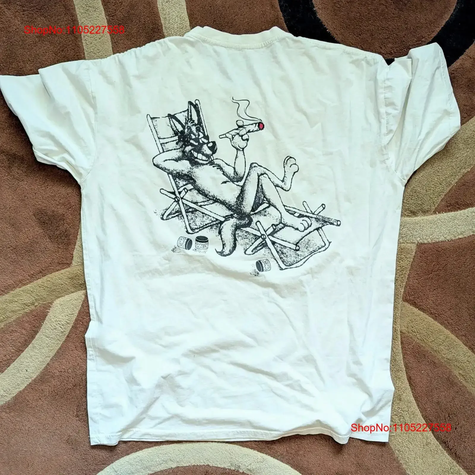 Connected Dog Smoking a Joint T Shirt Size XXL Art vintage Washed designer clothes Casual Stylish fashion graphic Comfortable