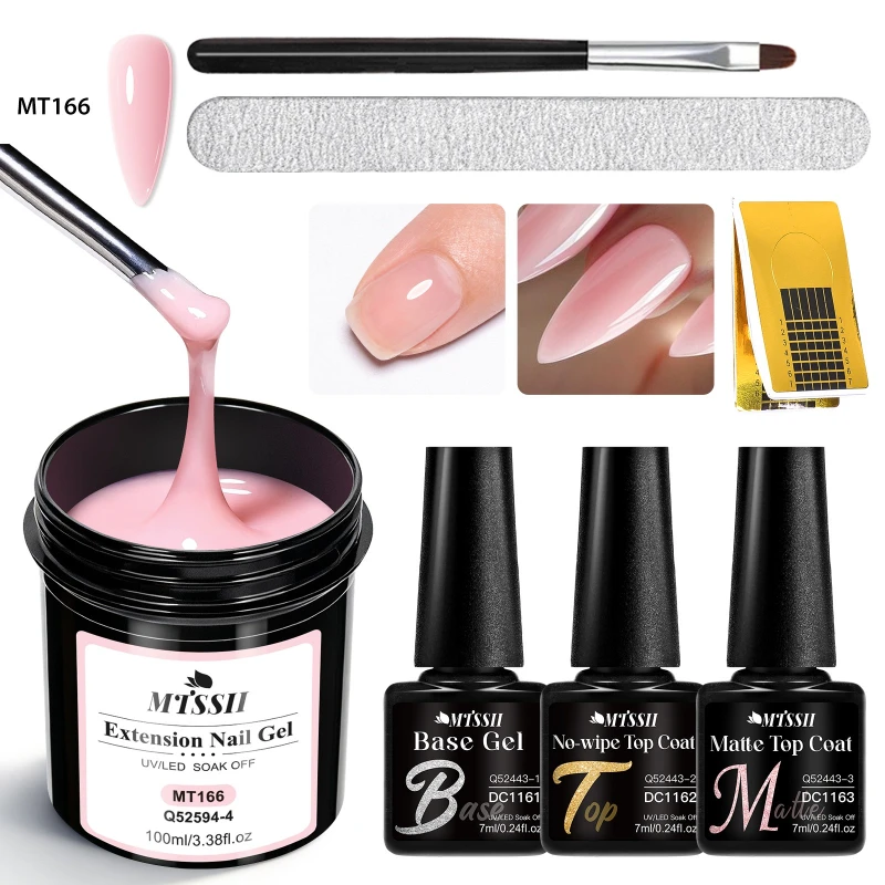 7 stücke 100 ml Große Kapazität Verlängerung Nagel Gel Set Rosa Semi-Permanent UV Gel Lack Maniküre DIY Design nagel Kunst Verlängern Werkzeug