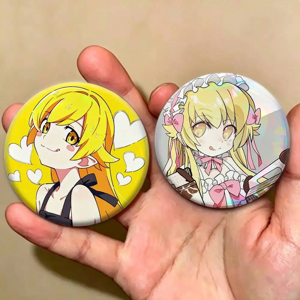 Anime Girl O-Oshino Shinobu  Badges Creative Tinplate Button PinsBrooch Badge Clothes Backpack