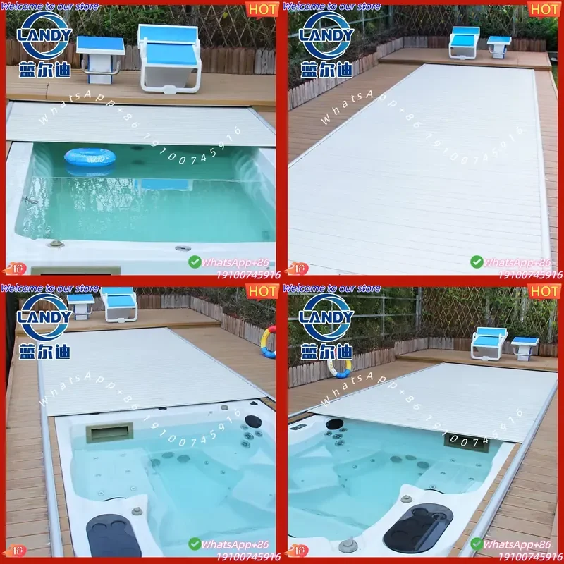 2026Hot Automatic Aluminum Track Pool Cover Waterproof Anti-UV Swimming Pool Safety Cover for Ground Swimming Pool