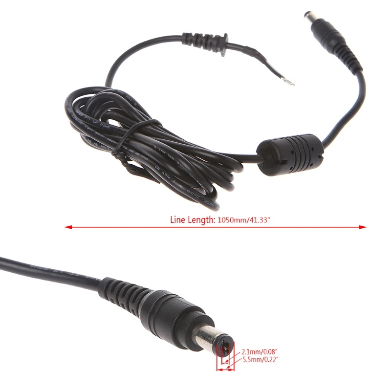120CM DC Power Supply Adapter Cord With 5.5x2.1mm Male Plug Connector Copper Wire 18awg for Laptop Power Cables