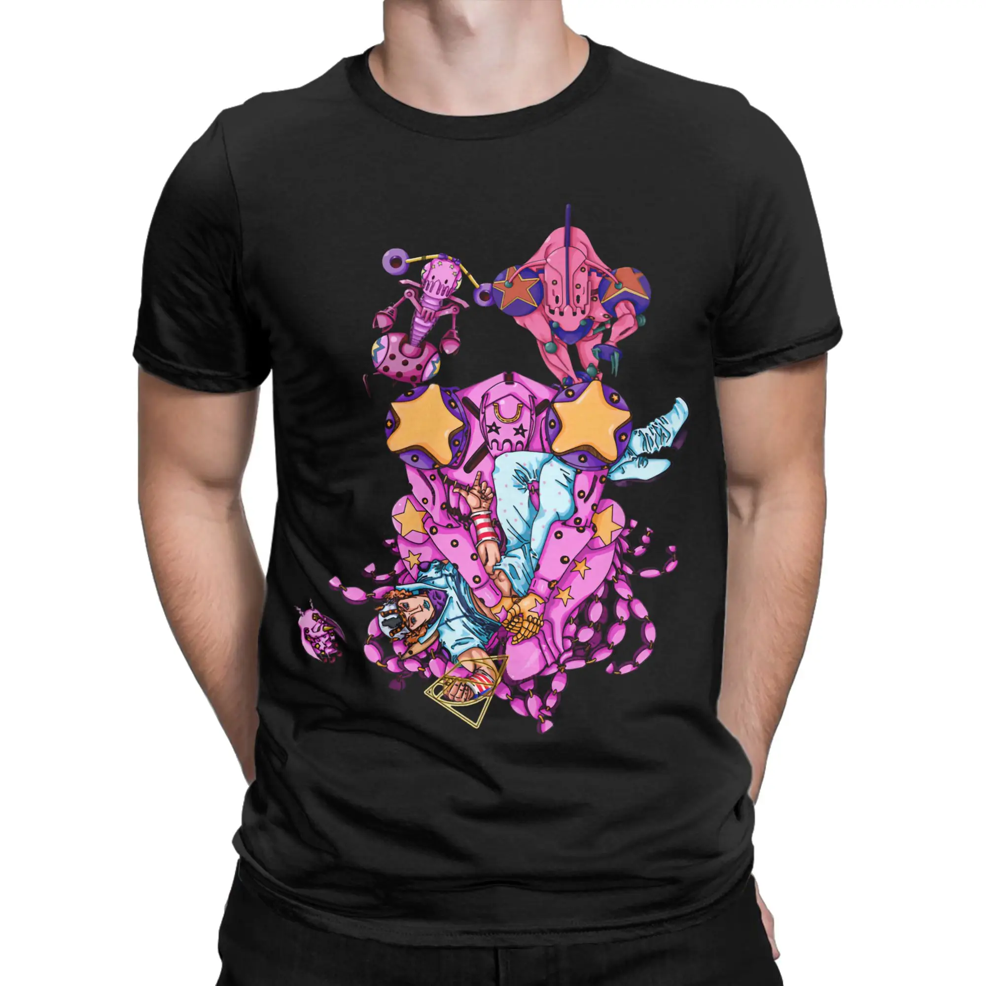 Camiseta Gyro Zeppeli Steel Ball Run Anime para homens e mulheres, camisetas engraçadas de manga curta com gola redonda, camisetas de algodão, roupas 