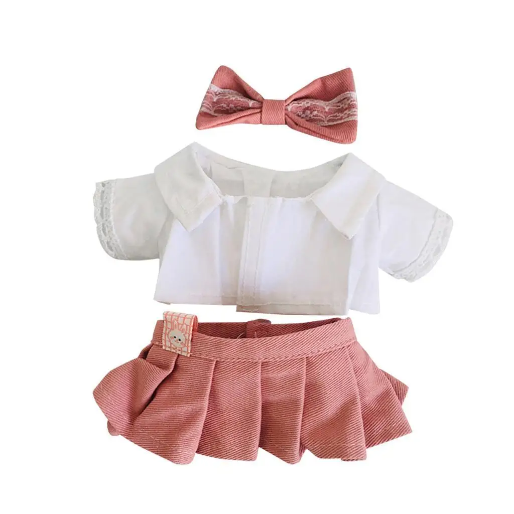 Removable Doll Uniform Skirt 20cm Plush Clothes Set for Fashion Doll Dress Up and Kids Presents