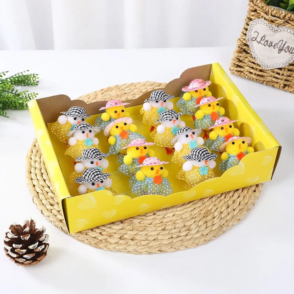 16Pcs/Set Simulation Easter Yellow Chicks Decoration Flocking Mini Easter Bunny Ornaments Handmade Party Cute Animal Decoration