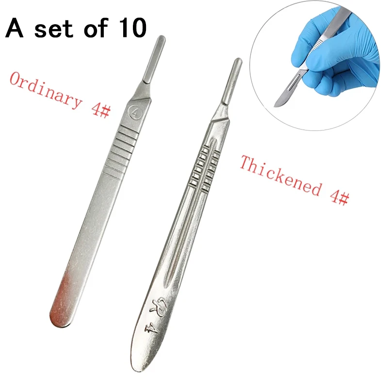 

A set of 10 Scalpel Handle #3 # 4 Medical Instruments Stainless Steel Dental Surgical Knife Sign Craft Making Knife Blade Holder