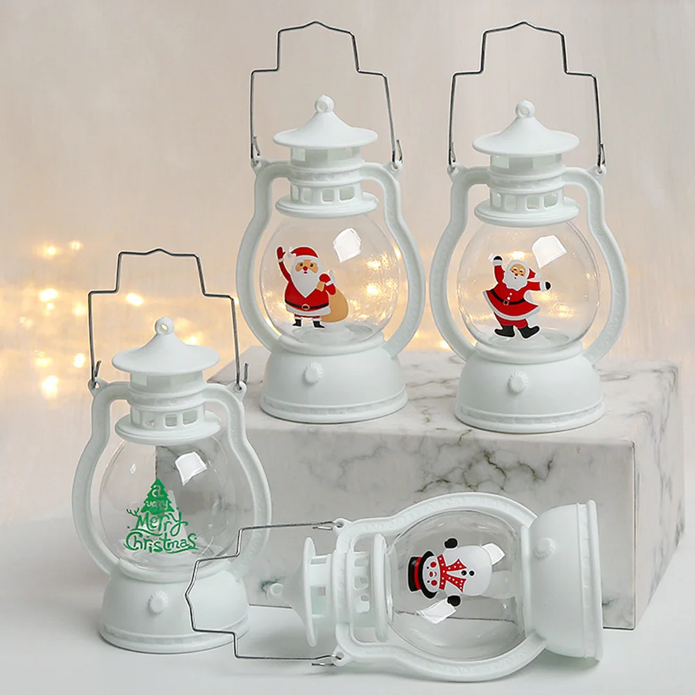Christmas Portable Lantern Battery Operated Santa Claus Snowman Oil Lamp with Handle Xmas New Year Gifts for Table Decoration