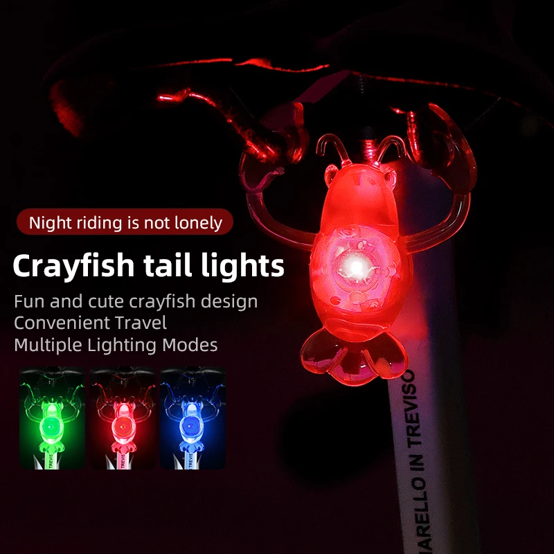 ESLNF Waterproof Cute Creative Crayfish Children Bicycle Taillight Rear Bike Light LED Rear Light for Bicycle Bicycle Tail Light