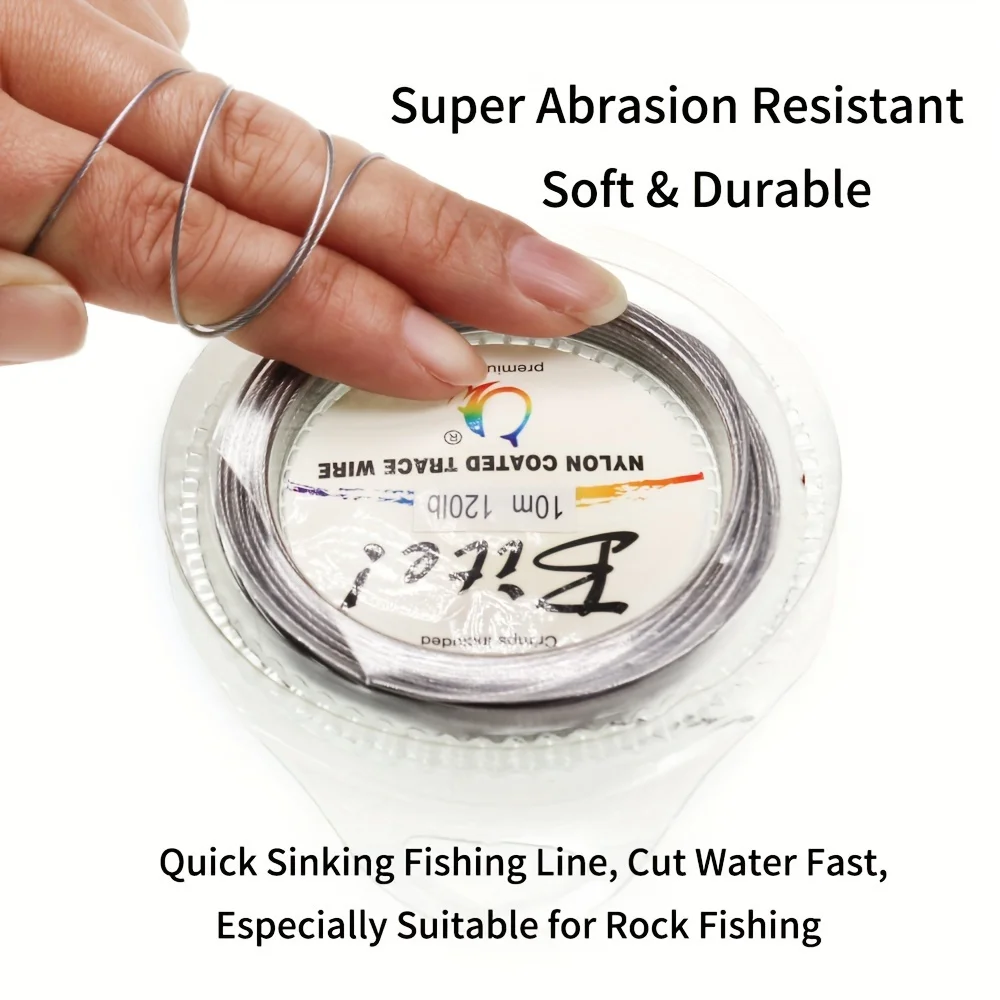 32,8 Fuß Angeln 7 Stränge geflochtener Edelstahldraht Nylonbeschichteter Spurdraht 5 lb-200 lb Rigs Jigging Köder Angeln Vorfachschnur – Detail 8