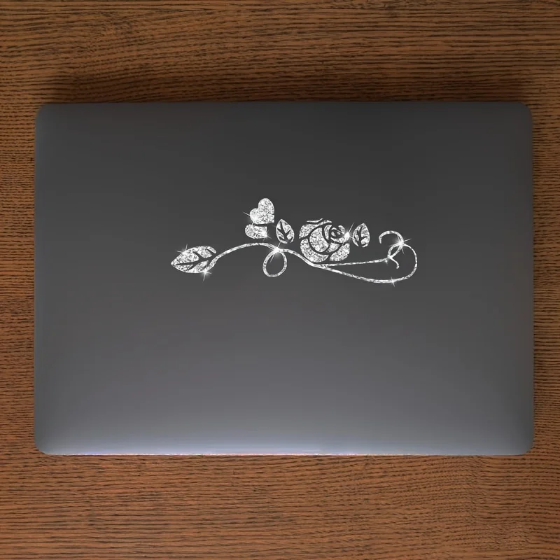 Sparkling Rose Decal Sticker, Vinyl Material, Single Use, Ideal for Laptops, Car Windows, Body, Bumpers, Motorcycles, Helmets